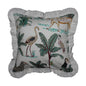 Wild Tropica Print Solid White Frill Reversible Cotton Cushion Cover Size 16"x16" Set of 2