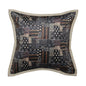 Ethinic Embroidered Kantha Quilt Scape Black Print Velvet Cushion Cover 16" X 16"