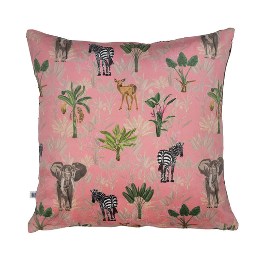 Tropical Retreat Animal Print Velvet Dusky Pink Cushion Cover 16" x 16"