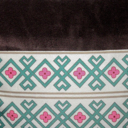 Designer Rhythmic Ribbons Print Velvet Brown Cushion Cover  16" X 16"