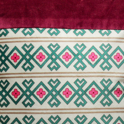 Designer Rhythmic Ribbons Print Velvet Wine Cushion Cover  16" X 16"