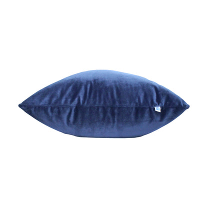 French Navy Reversible Velvet Navy Blue Solid Cushion Cover Size 16" x 16"