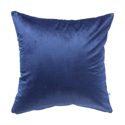 French Navy Reversible Velvet Navy Blue Solid Cushion Cover Size 16" x 16"