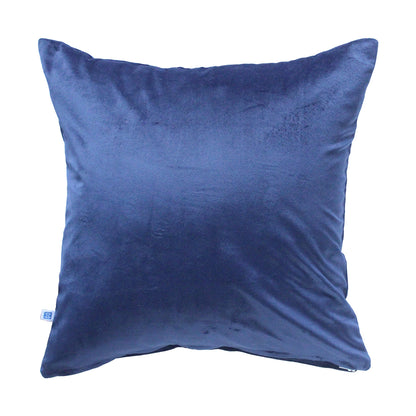 French Navy Reversible Velvet Navy Blue Solid Cushion Cover Size 16" x 16"