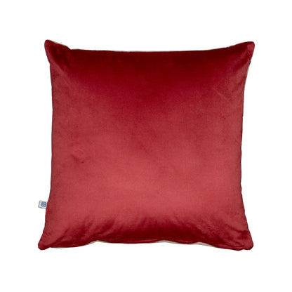 Sangria Solid Reversible Velvet Wine and Cream Cushion Cover Size 16" x 16"