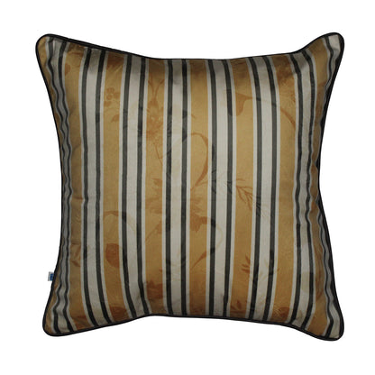 Stripes of Elegance Mustard Geometric Mix and Match Print Velvet Cushion Cover 16" x 16" Set of 2