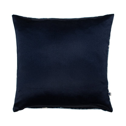 Illusory Ink Abstract Print Blue Velvet Cushion Cover 16" x 16"