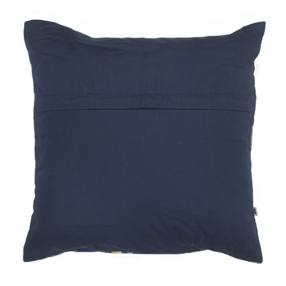 Heritage Elephant Print Cotton Canvas Cushion Cover Blue Size 16” x 16”