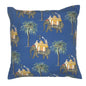 Heritage Elephant Print Cotton Canvas Cushion Cover Blue Size 16” x 16”