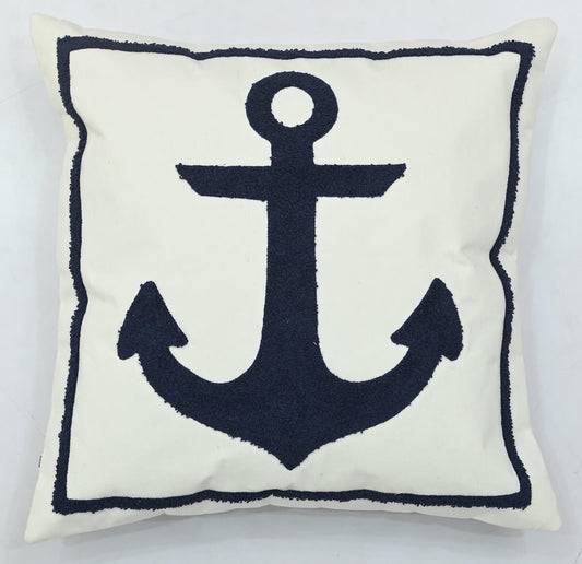 Nautical Anchor Tufted Cushion Cover - 16" x 16"