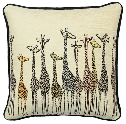 Giraffe Print Art Silk Chenille Weave Cream Cushion Cover Size 16"x16"