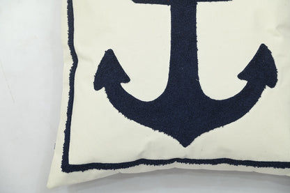 Nautical Anchor Tufted Cushion Cover Size 16" x 16"