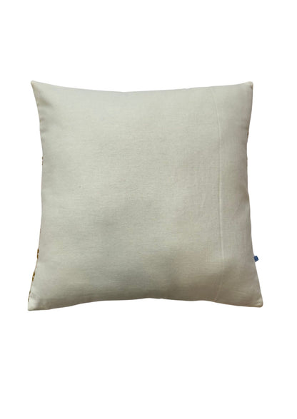 Hand Embroidery Aztec Diamonds Mustard Cotton Slub Cushion Cover Size 16"x16"