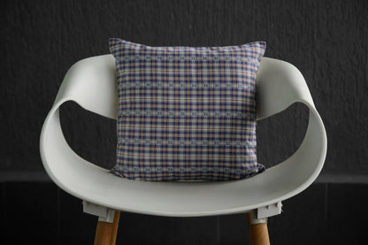 Classic Dobby Checks Yarn Dyed Blue Cotton Cushion Cover Size 16"x16" Set of 2