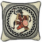 African Dancing Drumer Print Art Silk Chenille Weave Cream Cushion Cover Size 16"x16"