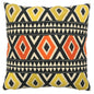 Bright Aztec Diamonds Hand Embroidery and Print Multicolour Cotton Cushion Cover Size 16"x16"