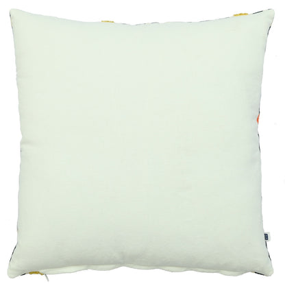 Bright Aztec Diamonds Hand Embroidery and Print Multicolour Cotton Cushion Cover Size 16"x16"
