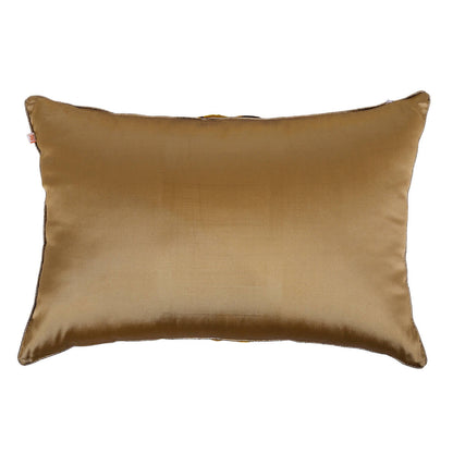Cotton Silk Golden Cushion Cover with Pleats Detailing Size 18”X12”