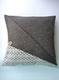 Designer Mix N Match Cotton Crochet Olive Green & Off-White Cushion Cover Size 16"x16"