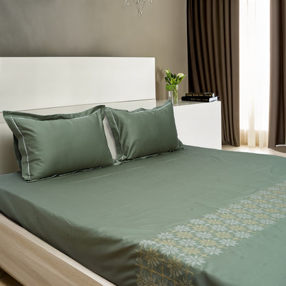 Art Forest Pable 100% Cotton Embroidered Flat Bed Sheet Bed Sheet – 400 TC – 90" x 108"