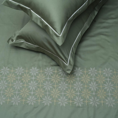Art Forest Pable 100% Cotton Embroidered Flat Bed Sheet Bed Sheet – 400 TC – 90" x 108"