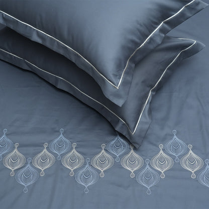 Art Midnight Royal 100% Cotton Embroidered Flat Bed Sheet – 400 TC – 90" x 108"