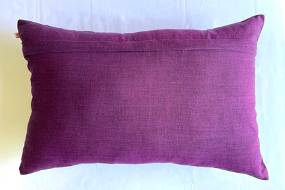 Ikat Design Printed Cotton Blue & Purple Lumbar Cushion Cover Size 12"x18"