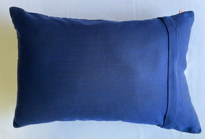 Ikat Design Printed Cotton Blue & Purple Lumbar Cushion Cover Size 12"x18"