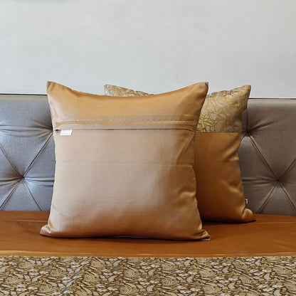 Luxe Marigold Banarasi Brocade Bedcover & Cushion Cover Set