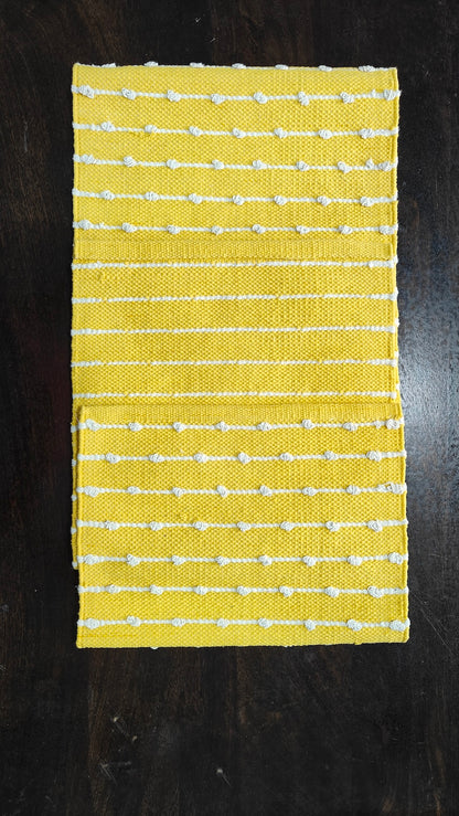 Handloom Cotton Table Runner 14” x 72” | Yellow Decorative Dining Table Runner