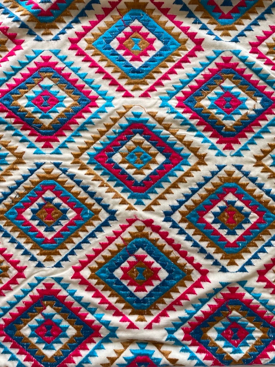 Bohemian Embroidered Multicolor Cotton Cushion Cover Size 16"x16"