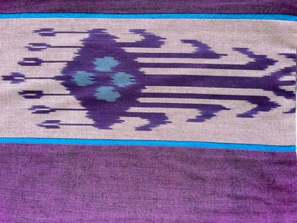 Ikat Design Printed Cotton Blue & Purple Lumbar Cushion Cover Size 12"x18"