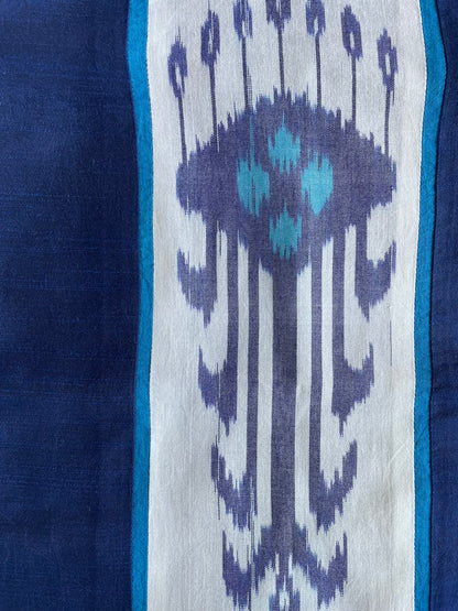 Ikat Design Printed Cotton Blue & Purple Lumbar Cushion Cover Size 12"x18"