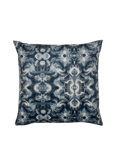 Illusory Ink Abstract Print Blue Velvet Cushion Cover 16" x 16"