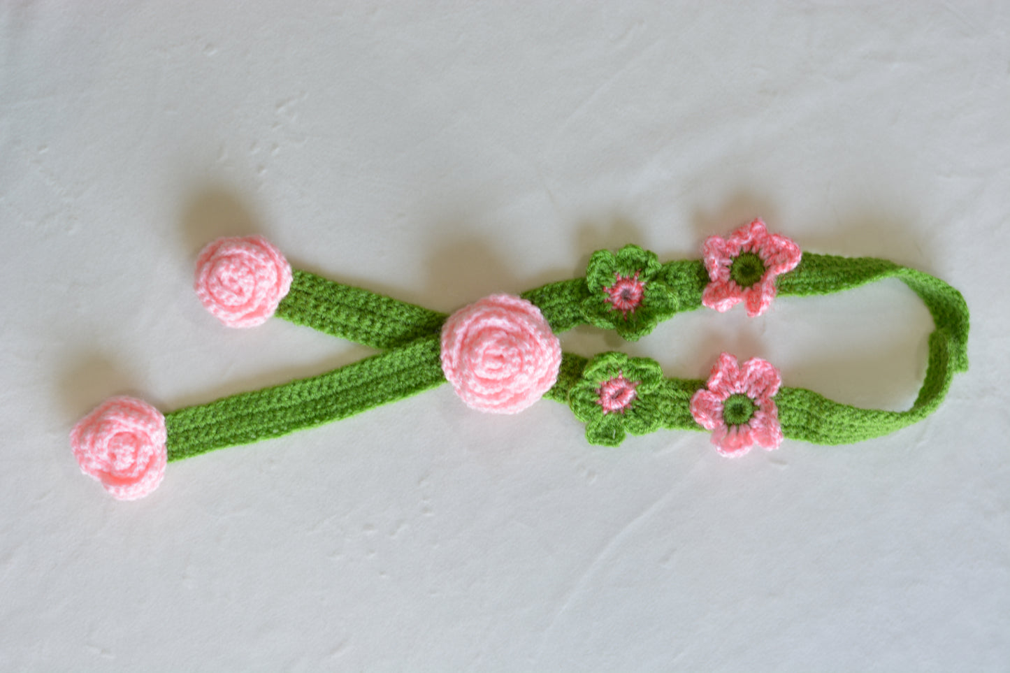 Hand Crafted Crochet Curtain Tiebacks Danglers Lt. Pink