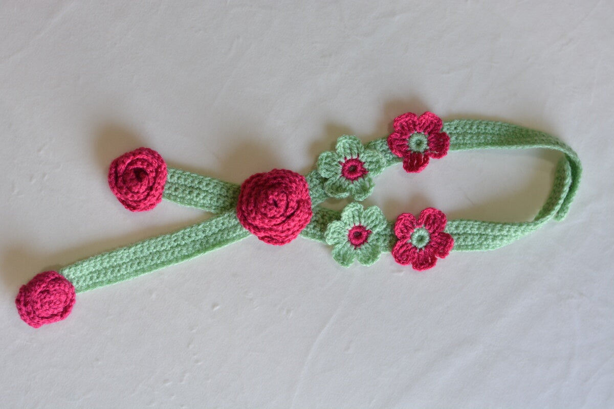 Hand Crafted Crochet Curtain Tiebacks Danglers Dk. Pink