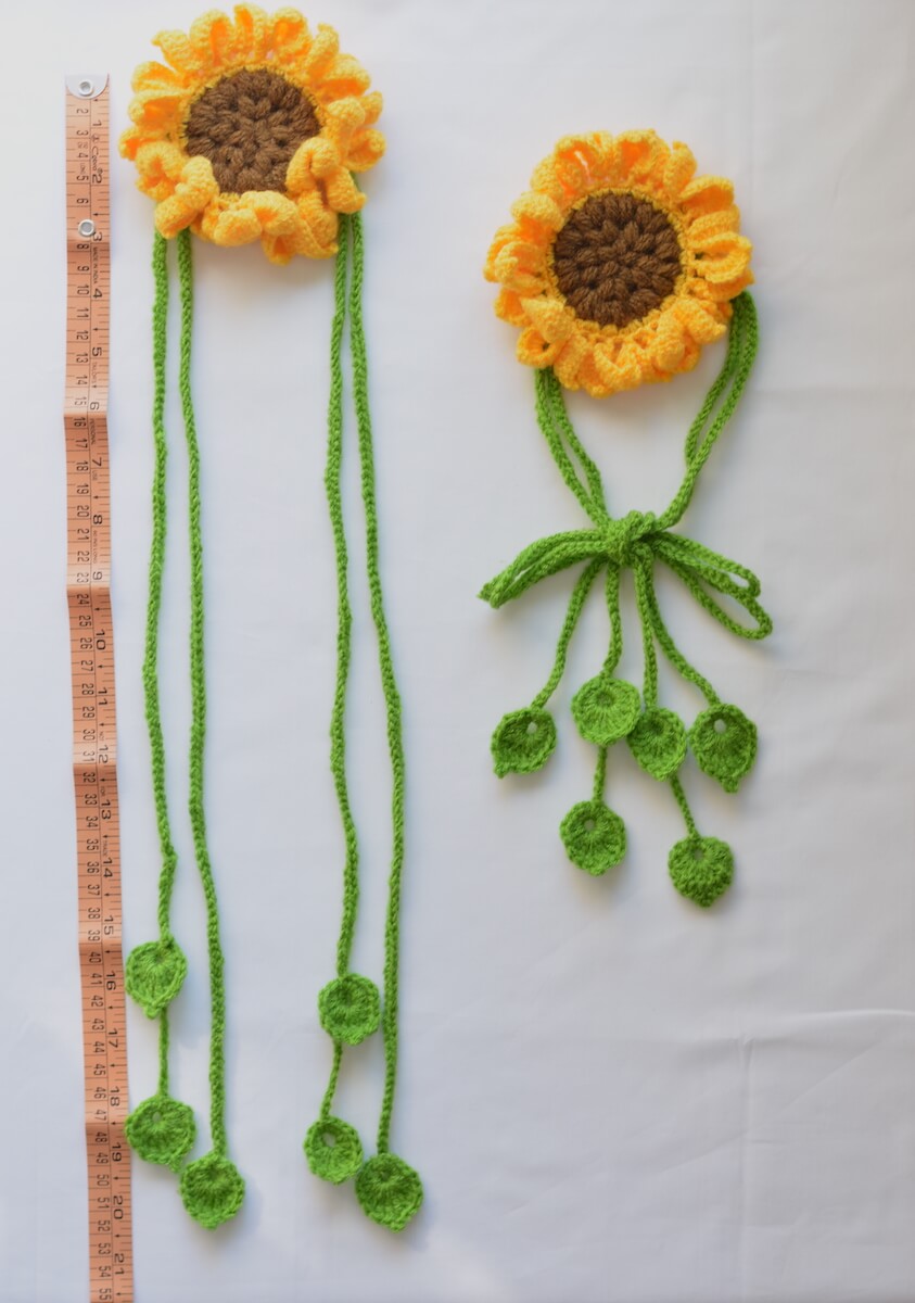 Hand Crafted Crochet Curtain Tiebacks Sunflower Yellow