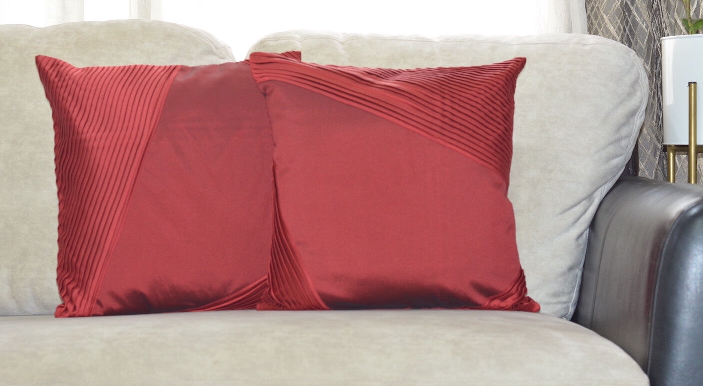 Mono Colour Satin Pleated Cushion Cover - 16''x16" Size