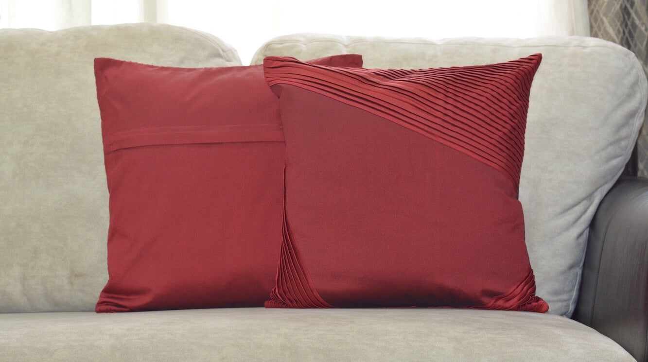 Mono Colour Satin Pleated Cushion Cover - 16''x16" Size