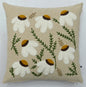Hand Embroidery Aster Light Brown Cotton Cushion Cover Size 16"x16"