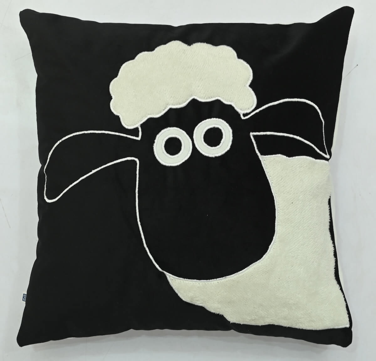 Shaun the Sheep Kids Velvet Cushion Cover Black and White - 16” x 16”