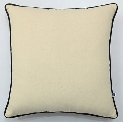 Hand Embroidery Suzani Peacock Cream Slub Cotton Cushion Cover Size 16"x16"