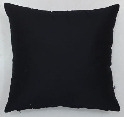 Aari Embroidered White Spring Blossom Design Black Denim Cushion Cover  Size 16"x16"