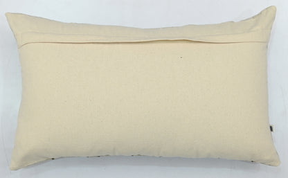 Aster Embroidered Designer Handloom Lumbar Cream Cushion Cover 12" x 20"