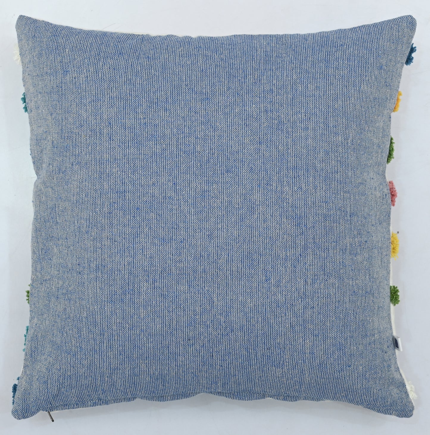 Multi-Colored Lines Tufted Cotton Cushion Cover White 16" x 16"