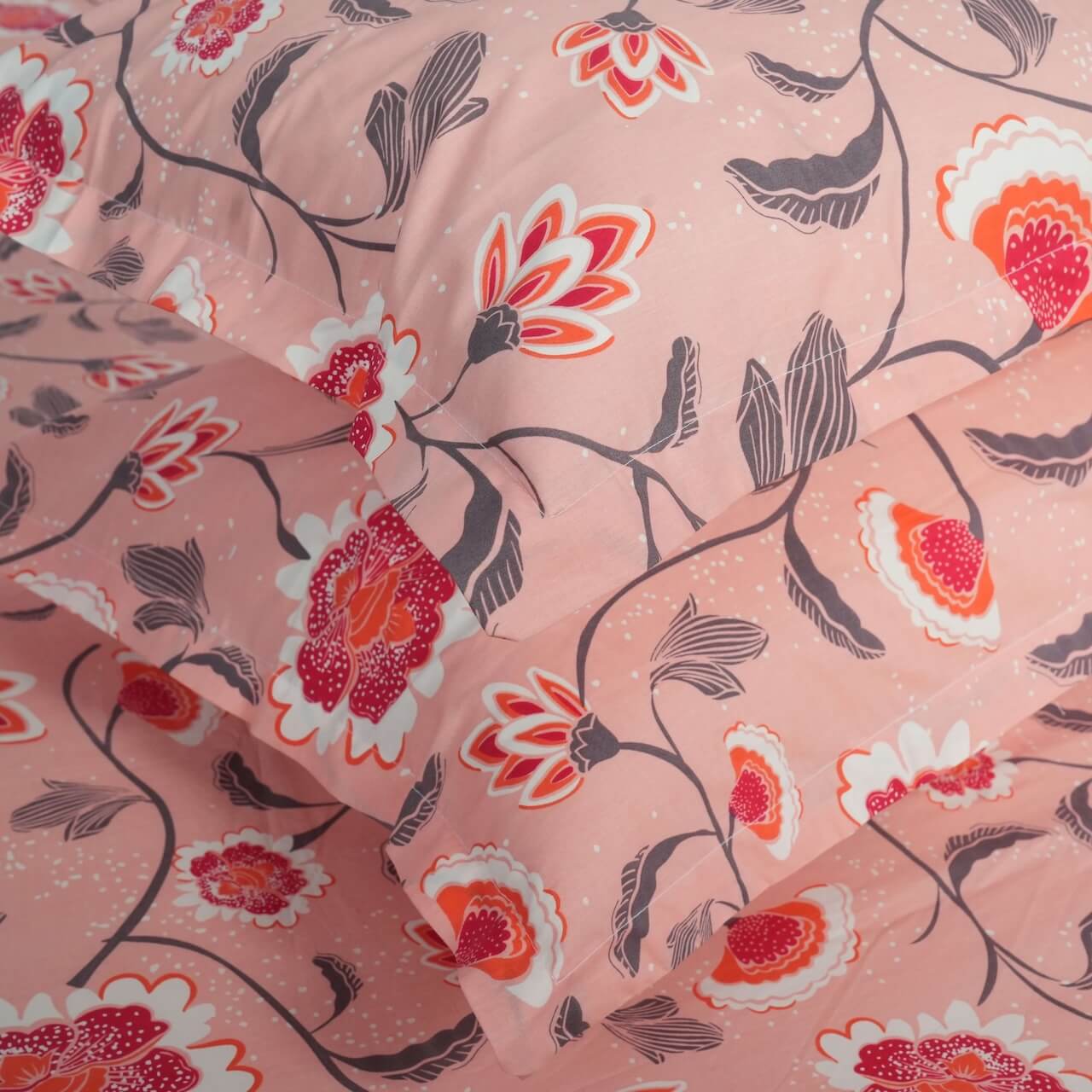 Flow Peach Pink 100% Cotton Fitted Bed Sheet – 150 TC – 108" x 108"