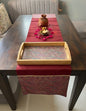 Gul Ambi Maroon Banarasi Brocade & Dupion Silk Table Runner & Matching Tray Combo Set