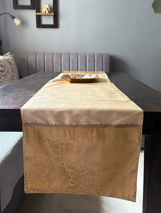 Heirloom Zari Brocade Traditional Festive Cream Table Runner 14"x60"
