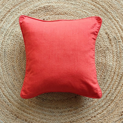 Solid Reversible Coral Sand  Cotton Cushion Cover Size 16"x16" Set of 2