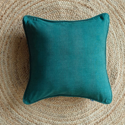Solid Reversible Jade Green Cotton Cushion Cover Size 16"x16" Set of 2